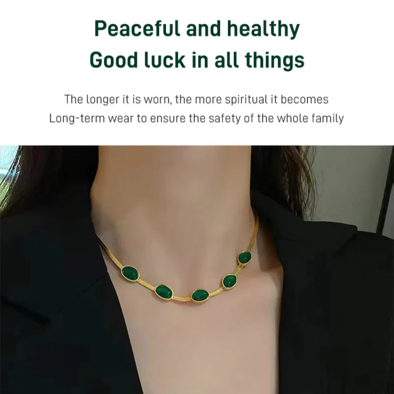 Green Crystal Necklace™ Set With Bracelet