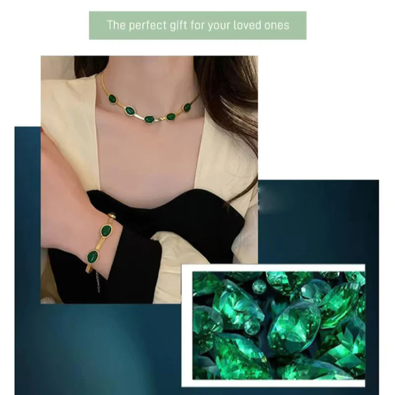 Green Crystal Necklace™ Set With Bracelet