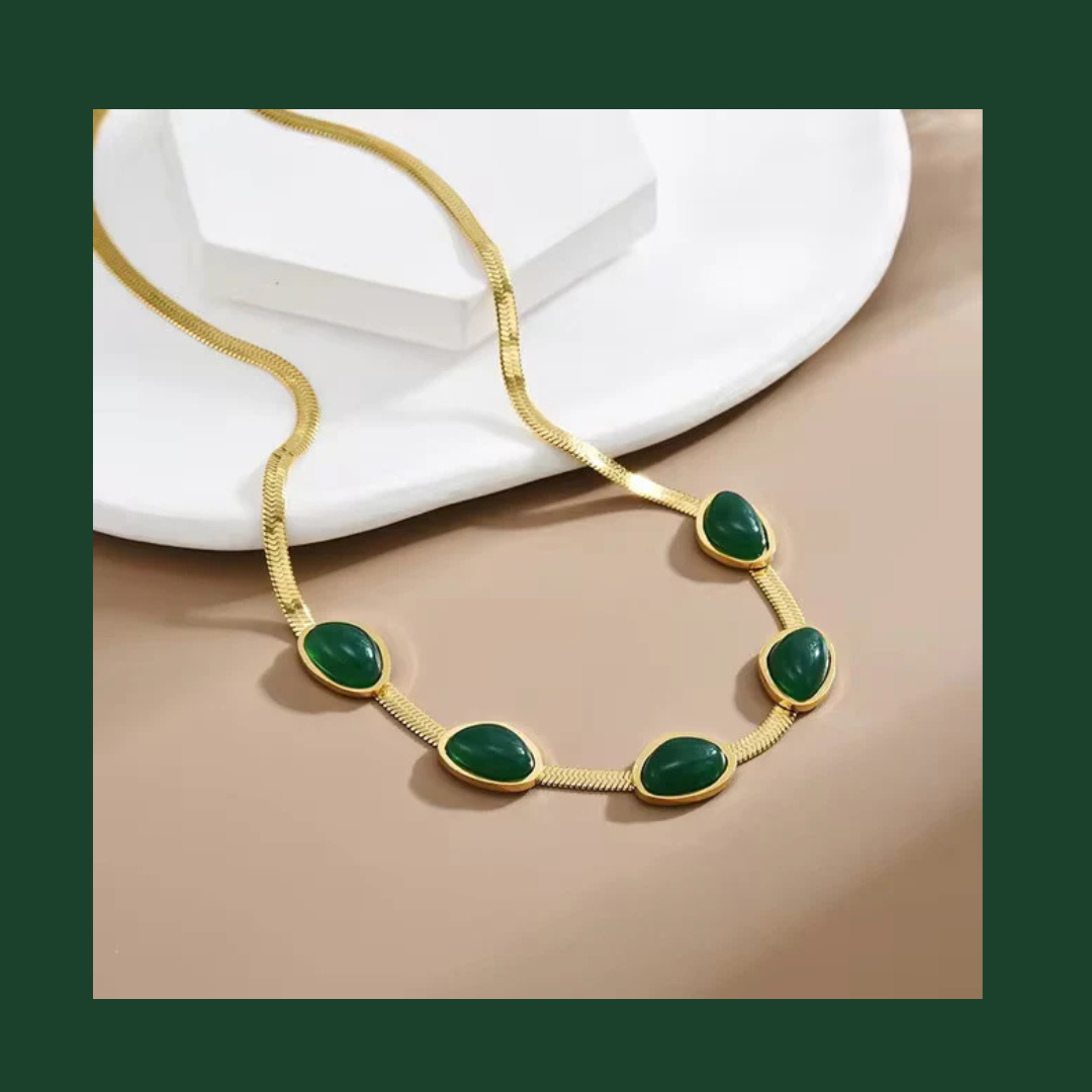 Green Crystal Necklace™ Set With Bracelet